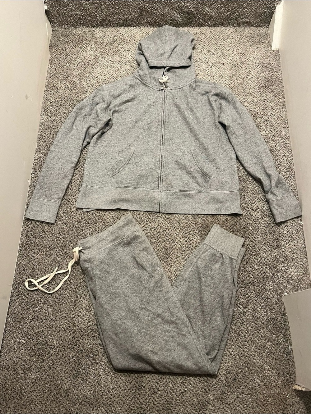 VTG Polo Ralph Lauren Gray Sweatsuit Full Zip Sz L with Pants Sz M